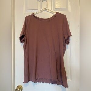 Torrid Super Soft Rib Knit Lettuce Trim Top - Soft Mauve